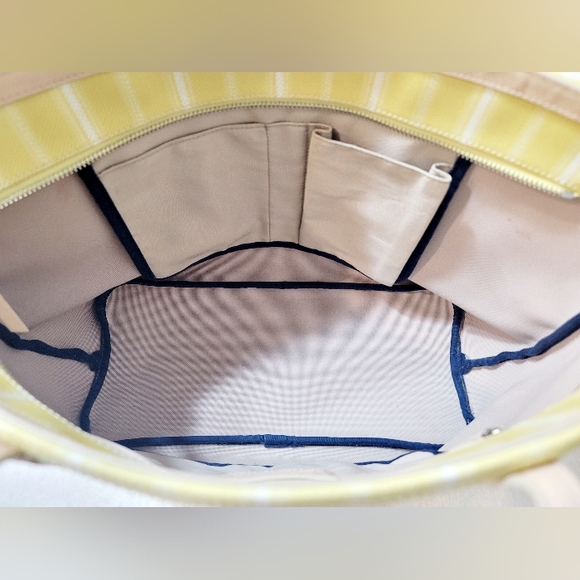 Coach 23108 Legacy Weekend Ticking Stripe Coated Canvas Yellow Tote & Wristlet - Picture 10 of 15